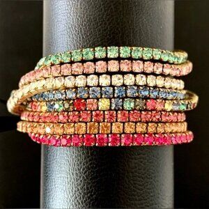 J Crew Set of multi-color stretchy gem stone crystal bracelets.